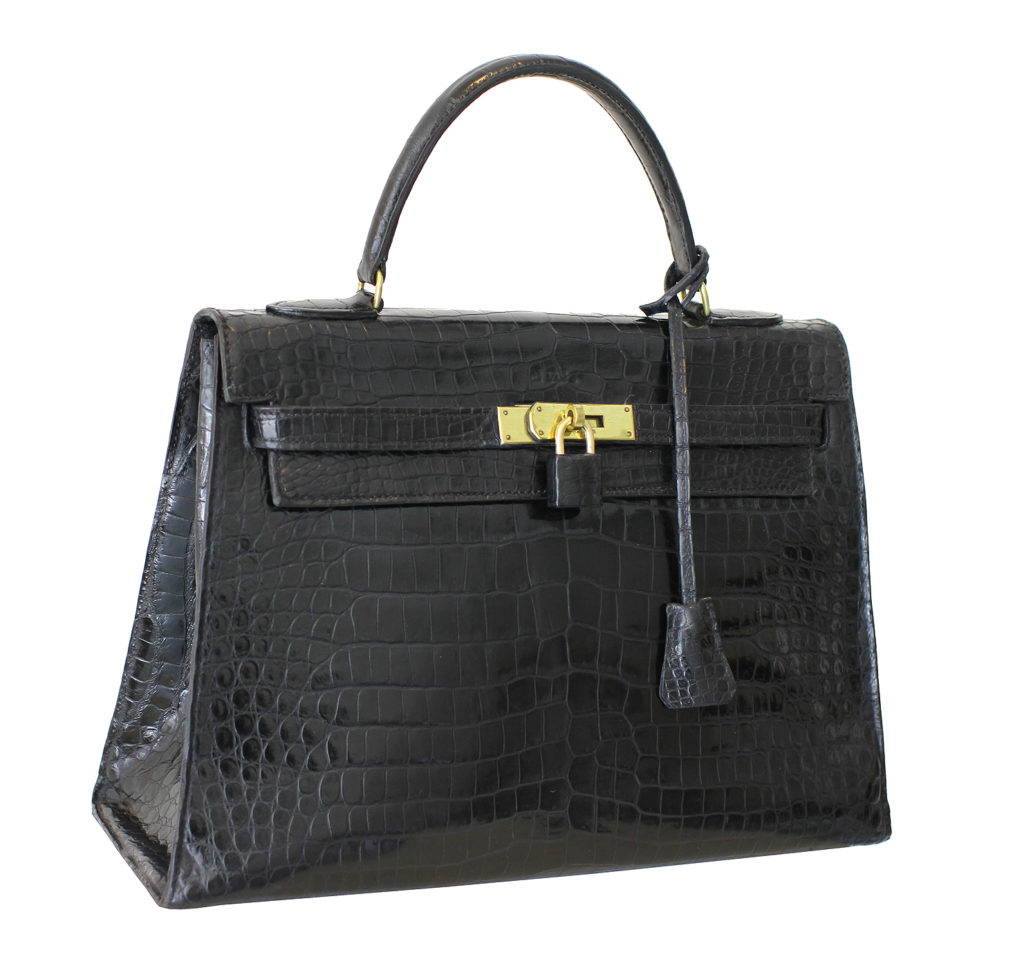 Hermes black crocodile kelly bag Paris France